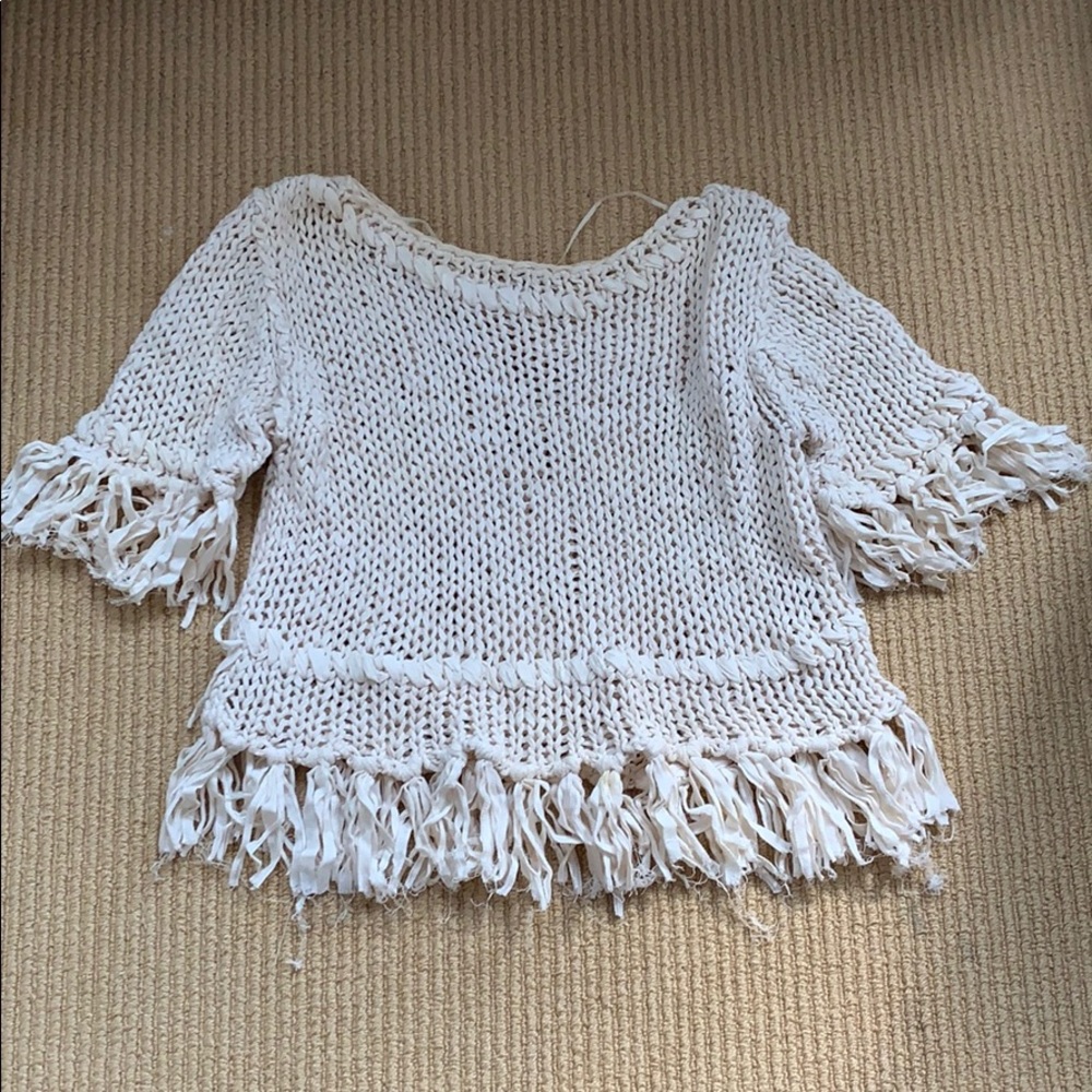 Free people fringe knit sweater